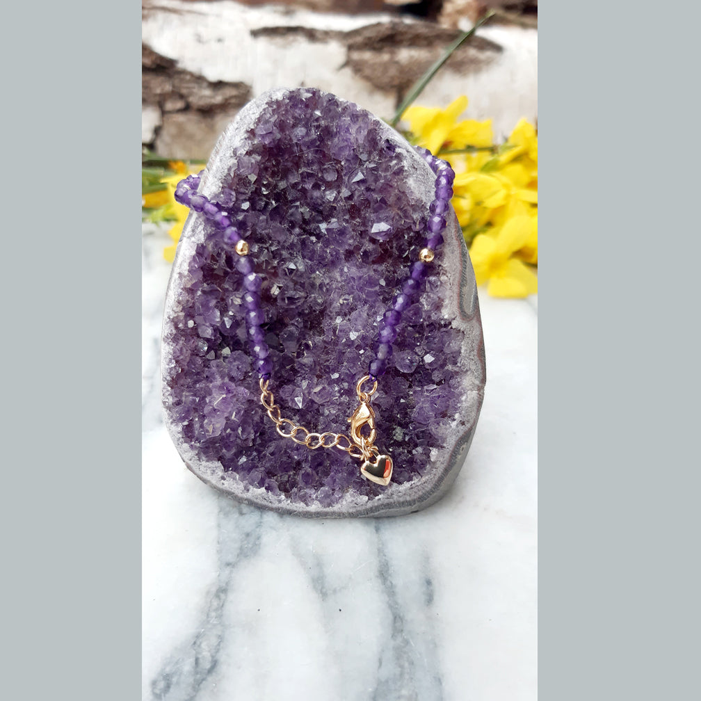 Armband Amethyst | Perlenarmband mit Verschluss | vergoldet