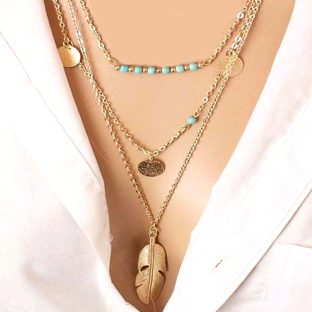 Kette Federleicht | mehrlagig | Edelstahl vergoldet